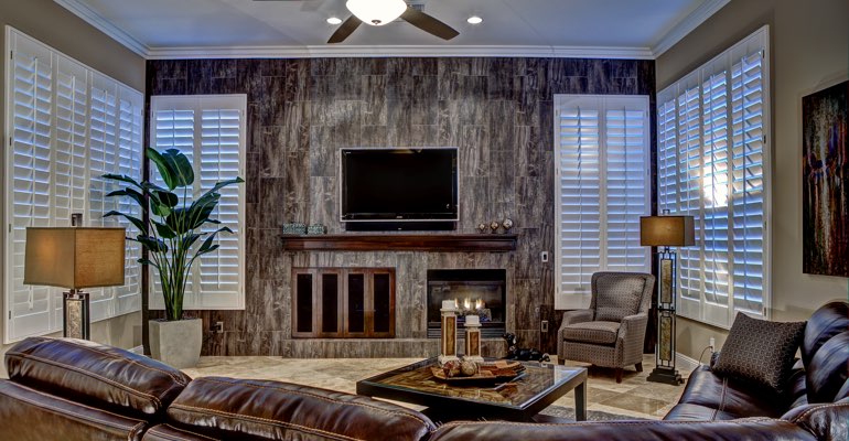 Fort Lauderdale living room with shutters