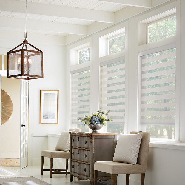 Transitional shades in a Fort Lauderdale living room