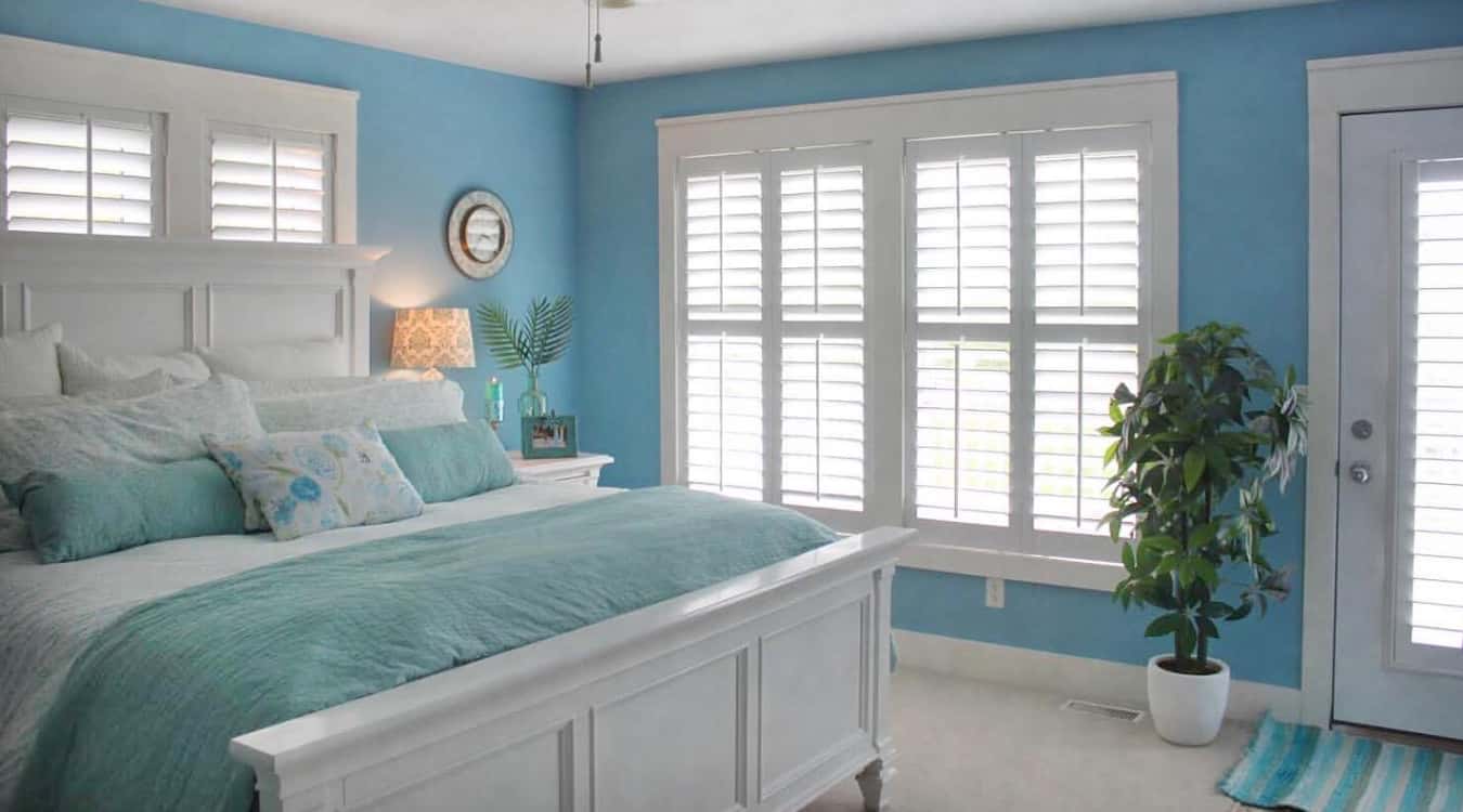 Bedroom with plantation shutters