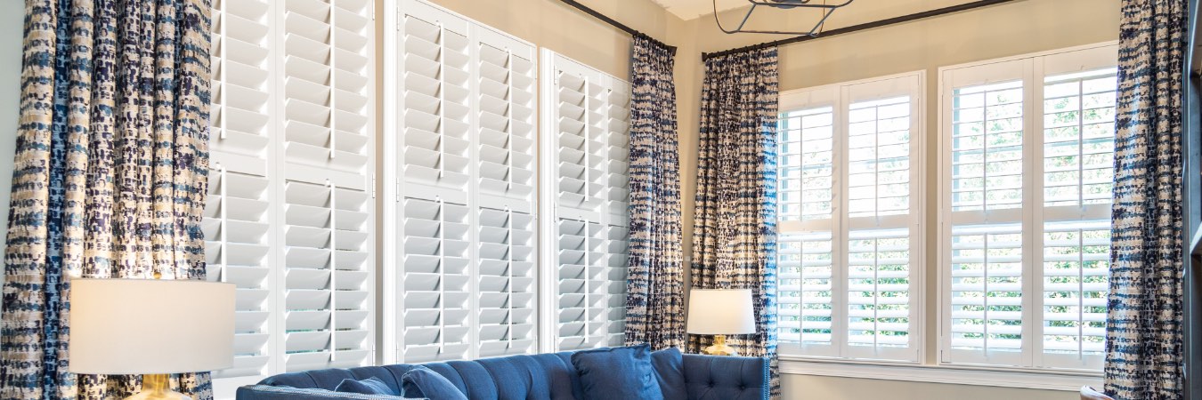 Interior shutters in Plantation family room