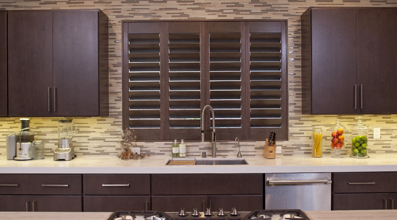 Wood shutters in kitchen