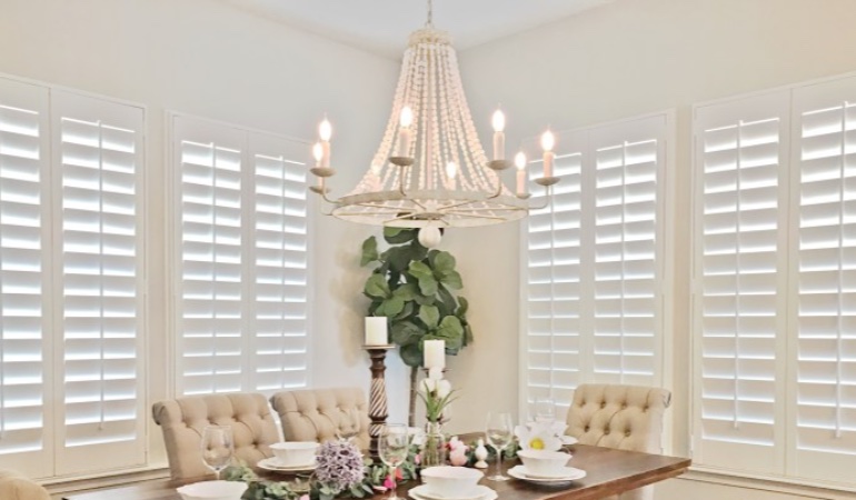 Polywood shutters in a Fort Lauderdale dining room.