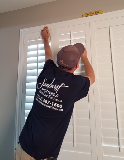 Shutter installation in Fort Lauderdale bedroom.